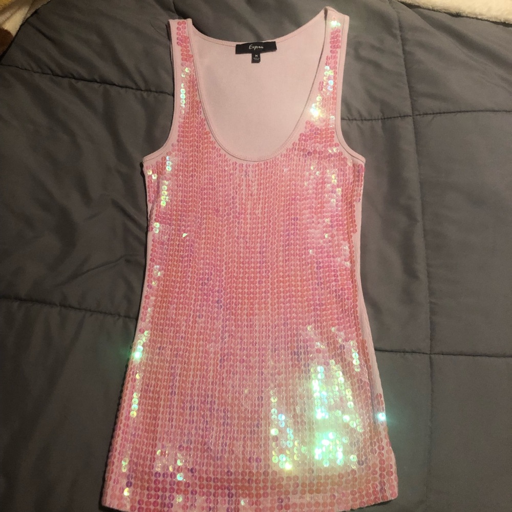 Express pink sequin tank Medium